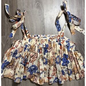 Ulla Johnson Ruffle Sleeveless Pleated Ivy Floral Tank Top‎ Magnolia Size 8 Boho